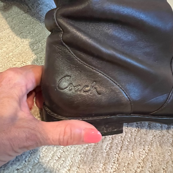 COACH Cheyenne Dark Brown Leather Over the Knee Fold Down Boots - 9 - Picture 10 of 13